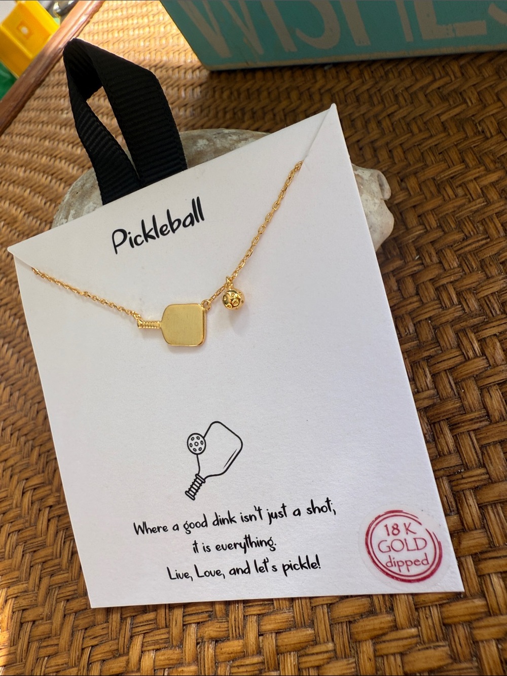 Gold Dipped Mini Paddle Pickleball Necklace by - Picture 8 of 8